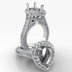 Pear Semi Mount Halo Pave Setting Diamond Engagement Ring 14k White Gold 2.1Ct - javda.com 