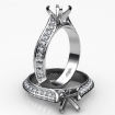 0.35Ct Diamond Engagement Ring Semi Mount made in 14k White Gold Pave Setting - javda.com 