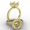 0.6Ct Pave Diamond Vintage Engagement Ring 18k Yellow Gold Halo Setting Semi Mount - javda.com 