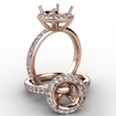 0.95Ct Pave Diamond Vintage Engagement Ring 18k Rose Gold Halo Setting Semi Mount - javda.com 