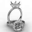 0.95Ct Pave Diamond Vintage Engagement Ring 14k White Gold Halo Setting Semi Mount - javda.com 