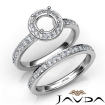 Round Halo Diamond Semi Mount Engagement Ring Bridal Set 18k White Gold 0.95Ct - javda.com 