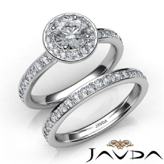 Halo Micropave Bridal Set diamond Ring Platinum 950