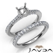 Pave Diamond Engagement Ring Round Semi Mount Bridal Set 14k White Gold 1.65Ct - javda.com 