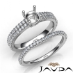 Diamond Engagement Ring Round Semi Mount U Cut Bridal Set 14k White Gold 0.8Ct - javda.com 