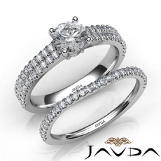 2 Row French Pave Bridal Set diamond Ring Platinum 950