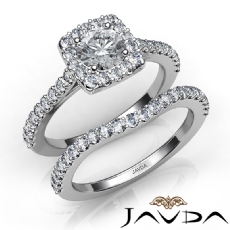Halo U Prong Bridal Set diamond Ring 14k Gold White