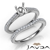 Round Cut Diamond Semi Mount Engagement Ring Bridal Set Platinum 950 0.8Ct - javda.com 