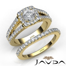 Charming Halo Bridal Set diamond Ring 18k Gold Yellow