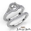 U Prong Diamond Engagement Ring Round Semi Mount Bridal Set 18k White Gold 0.6Ct - javda.com 
