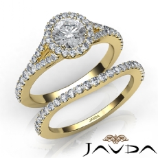 Floating Halo Pave Bridal Set diamond Ring 18k Gold Yellow