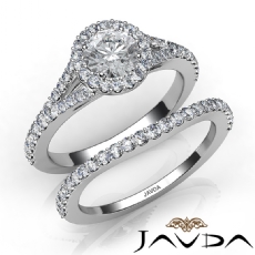 Floating Halo Pave Bridal Set diamond Ring 18k Gold White