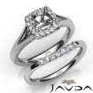 Round Diamond U Prong Engagement SemiMount Ring Bridal Set 18k White Gold 0.42Ct - javda.com 