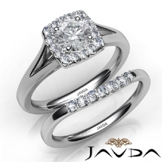 Halo Side Stone Bridal Set diamond Ring 14k Gold White