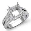 0.9Ct Diamond Engagement Princess Ring 18k White Gold Halo Semi Mount - javda.com 