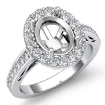 1.3Ct Halo Pave Diamond Engagement Oval Semi Mount Ring Platinum 950 - javda.com 