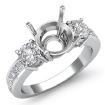 3 Stone Round Diamond Engagement Ring Platinum 950 Princess Channel Setting 1.25Ct - javda.com 