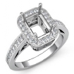 0.85Ct Diamond Engagement Ring Emerald Semi Mount 18k White Gold Halo Setting - javda.com 