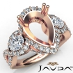 Pear Diamond 3 Stone Anniversary Ring 18k Rose Gold Semi Mount 1.4Ct - javda.com 
