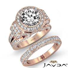 Designer Vintage Bridal Set diamond Ring 18k Rose Gold