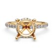 U Pave Hidden Halo Semi Mount Diamond Engagement Ring 14k Yellow Gold 0.48Ct - javda.com 