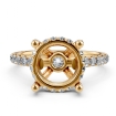 French U Hidden Halo Diamond Oval Semi Mount Engagement Ring 14k Yellow Gold 0.52Ct - javda.com 