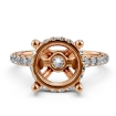 French U Hidden Halo Diamond Oval Semi Mount Engagement Ring 14k Rose Gold 0.52Ct - javda.com 