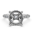 French U Hidden Halo Diamond Oval Semi Mount Engagement Ring 14k White Gold 0.52Ct - javda.com 