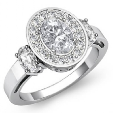 Filigree Halo Three Stone diamond Ring Platinum 950