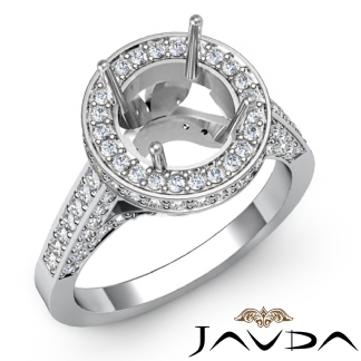 1.3Ct Diamond Engagement Round Ring Platinum 950 Halo Pave Setting Semi Mount