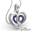 Round Sapphire Gemstone Overlay Heart Pendant Necklace 14k Gold White 0Ct