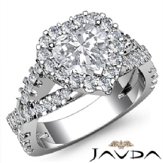 Halo Shared Prong Cross Shank diamond Ring 18k Gold White