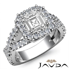Halo Shared Prong Cross Shank diamond Ring Platinum 950