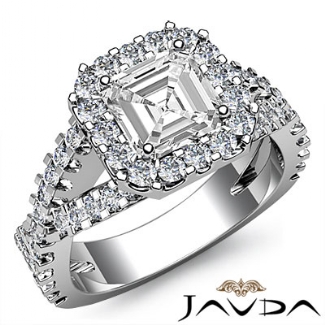 Diamond Engagement Ring Halo Prong Setting Platinum Round Semi Mount 0.9Ct
