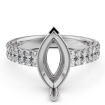 U Cut Prong Setting Diamond Engagement Marquise SemiMount Ring 14k White Gold 0.5Ct - javda.com 