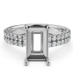 U Cut Prong Setting Diamond Engagement Emerald Semi Mount Ring 14k White Gold 0.5Ct - javda.com 