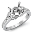 Round Side Diamond Engagement 6 Stone Ring Semi Mount Platinum 950 Setting 0.5Ct - javda.com 