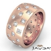 Checkered Design Men's Diamond Eternity Wedding Band 14k Rose Gold 1.35Ct