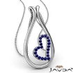 Dew Drop Little Heart Sapphire Gemstone Pendant Necklace 14k Gold White 0Ct