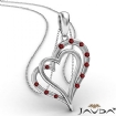 Two Heart Round Ruby Gemstone Pendant Necklace 14k Gold White 0Ct