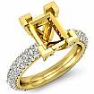 1.5Ct Diamond Pave Women Engagement Ring Emerald Semi Mount Setting 18k Gold Yellow