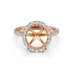 French U Pave Halo Semi Mount Diamond Engagement Ring 18k Rose Gold 0.54Ct - javda.com 