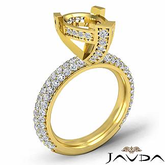 1.47Ct Diamond Pave Engagement Women Semi Mount Ring Pear Setting 18k Gold Yellow