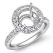 Round Diamond Engagement Semi Mount Ring Platinum 950 Halo 0.53Ct - javda.com 