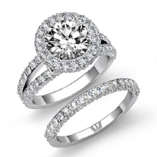 Halo Split Shank Bridal Set diamond Ring Platinum 950