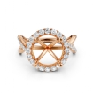 Twisted Halo XOXO Style Round Diamond Engagement Ring in 14k Rose Gold 0.7Ct - javda.com 