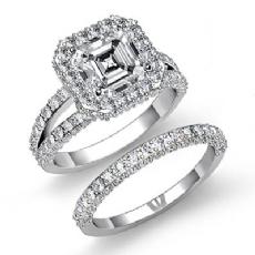 Pave Setting Halo Bridal diamond Ring 18k Gold White