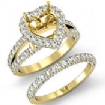 2.75Ct Pave Diamond Engagement Ring Heart Bridal Setting 14k Gold Yellow Semi Mount