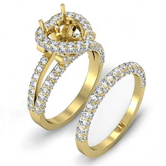 2.75Ct Pave Diamond Engagement Ring Heart Bridal Setting 14k Gold Yellow Semi Mount