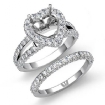 2.75Ct Pave Diamond Engagement Ring Heart Bridal Setting 18k White Gold Semi Mount - javda.com 